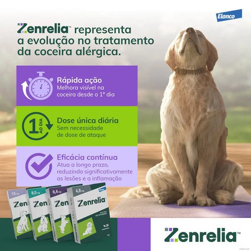 Zenrelia 6,4mg 30 Comprimidos para Dermatite Alérgica em Cães