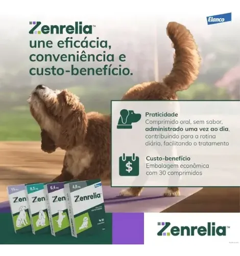 Zenrelia 6,4mg Anti-coceira Dermatite Cães Elanco Cx 30comp